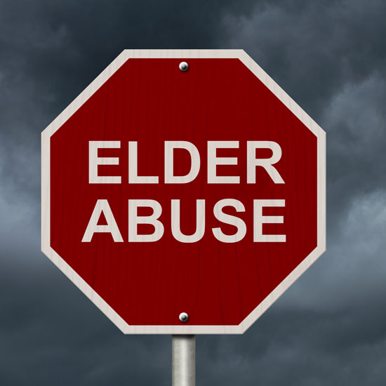 a red stop sign saying elder abuse on it is the slogan of an aggressive Los Angeles elder abuse lawyer