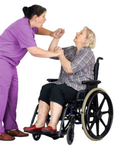 nursing home physical assault attorney will fight for this patient in a wheelchair who is being assaulted by a nurse