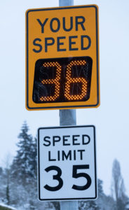 radar speed sign showing a driver's actual speed