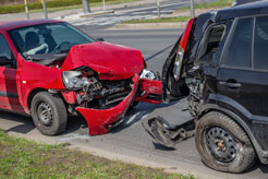 two crashed cars after a rear-end collision