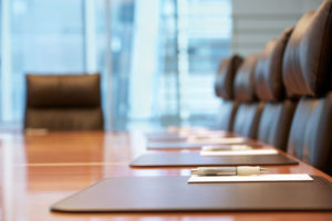 empty conference room with leather chairs