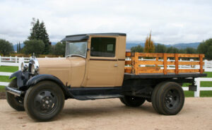 restored 1930's truck parked and on display